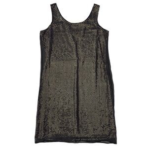 Vintage Robbie Bee Black Silk Shell Gold Sequin Layered Party Cocktail Dress